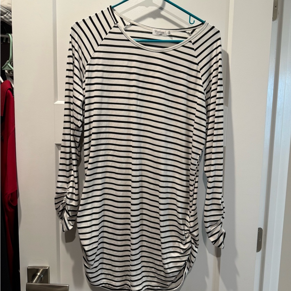 NWOT - Black and White Striped Top